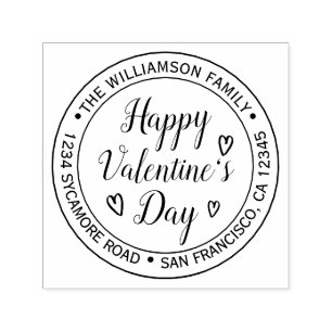 Happy Valentine's Day Round Rücksendeadresse Permastempel