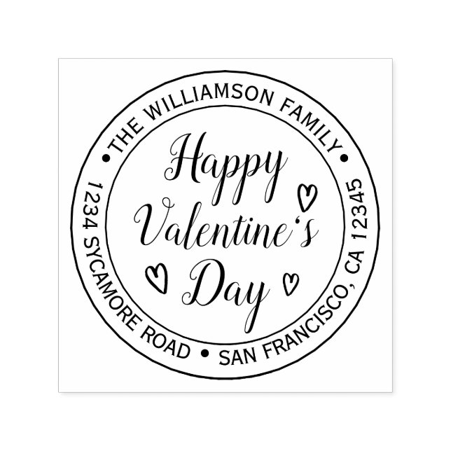 Happy Valentine's Day Round Rücksendeadresse Permastempel (Design)