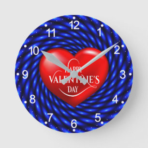 Happy Valentine's Day Runde Wanduhr