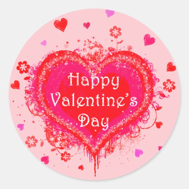 Happy Valentine's Day Runder Aufkleber (Vorderseite)