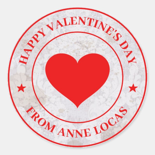Happy Valentine's Day Runder Aufkleber (Vorderseite)