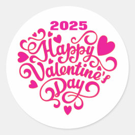 Happy Valentine's Day Runder Aufkleber