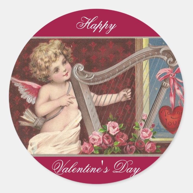 Happy Valentine's Day Runder Aufkleber (Vorderseite)
