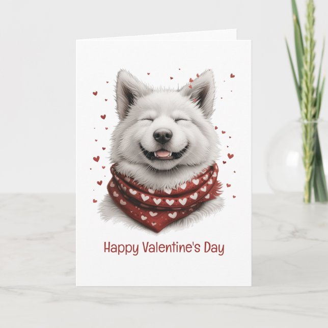 Happy Valentines Day Samoyed Dog Feiertagskarte (Vorderseite)