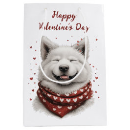 Happy Valentines Day Samoyed Dog Mittlere Geschenktüte