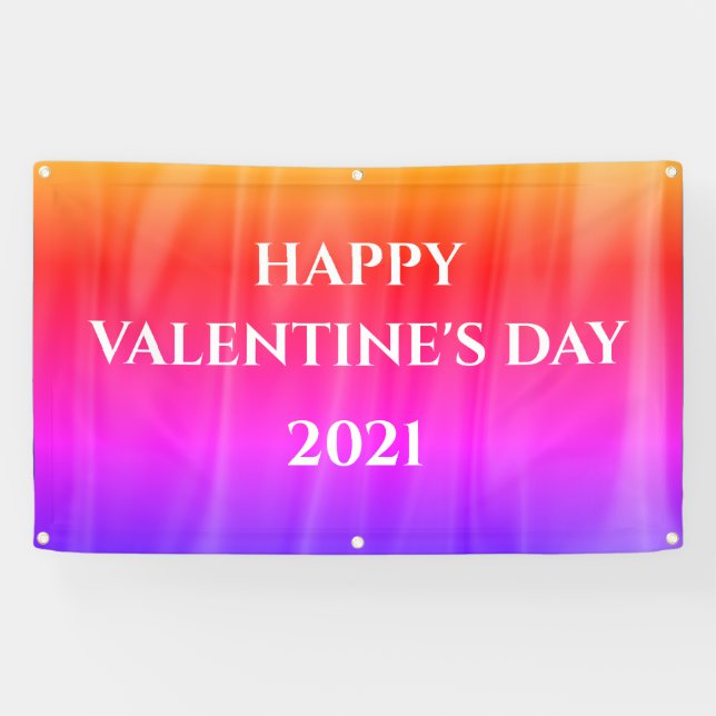 Happy Valentine's Day Satin Bright Colorful Banner (Horizontal)