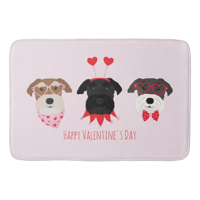 Happy Valentines Day Schnauzer Hunde Badematte (Vorderseite)