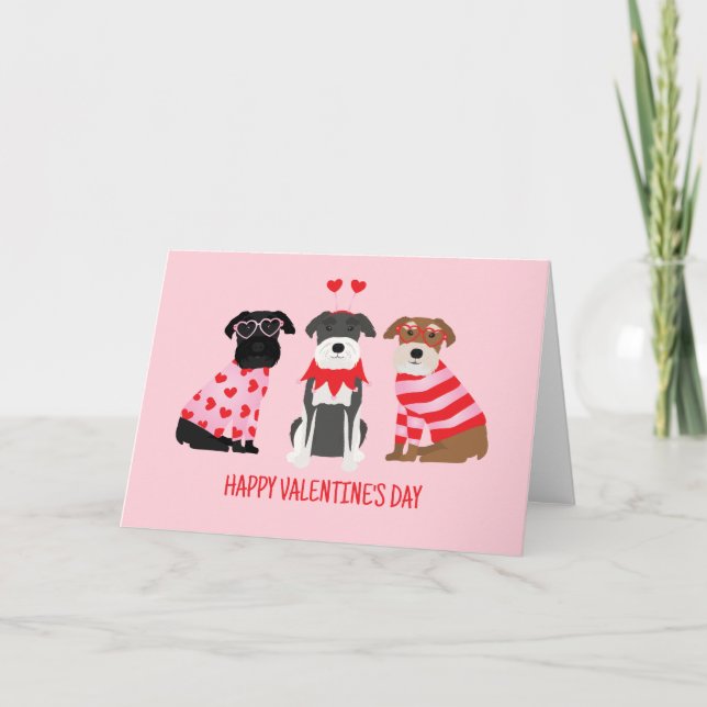 Happy Valentines Day Schnauzer Hunde Feiertagskarte (Vorderseite)