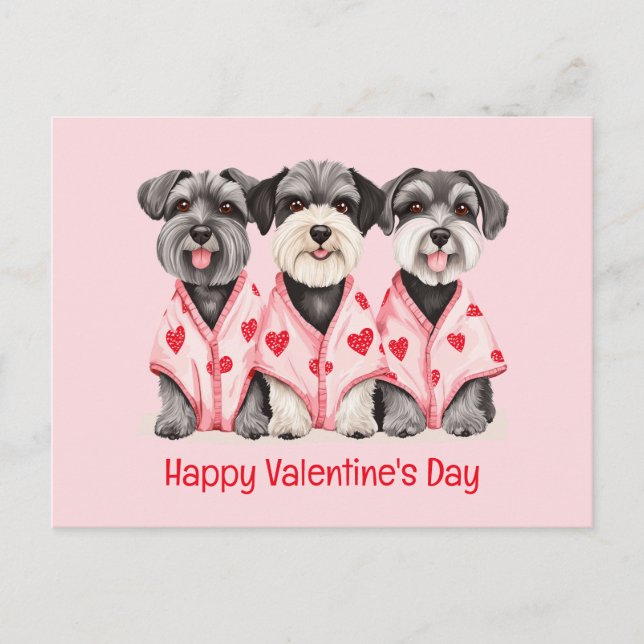 Happy Valentines Day Schnauzer Hunde Feiertagspostkarte (Vorderseite)