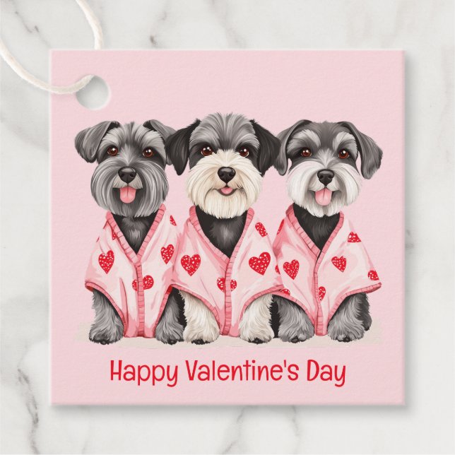 Happy Valentines Day Schnauzer Hunde Geschenkanhänger (Vorderseite)
