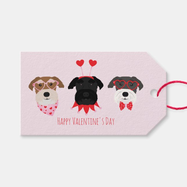 Happy Valentines Day Schnauzer Hunde Geschenkanhänger (Vorderseite (Horizontal))