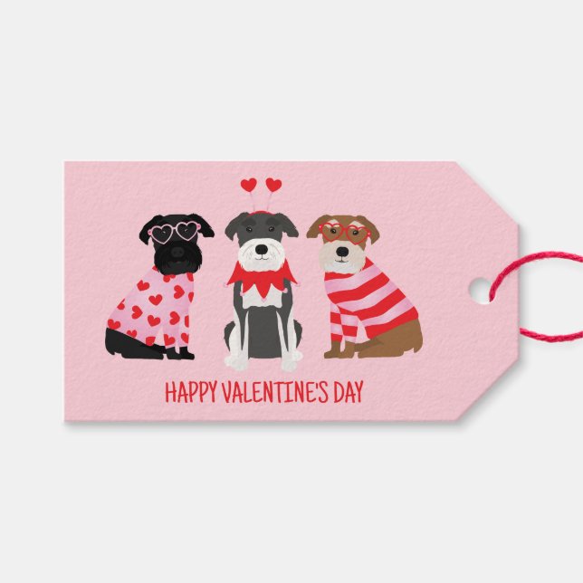 Happy Valentines Day Schnauzer Hunde Geschenkanhänger (Vorderseite (Horizontal))