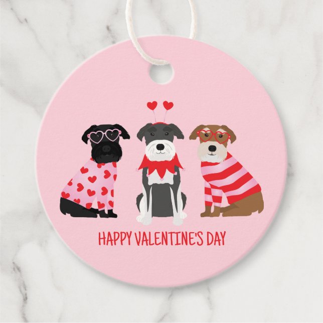 Happy Valentines Day Schnauzer Hunde Geschenkanhänger (Vorderseite)