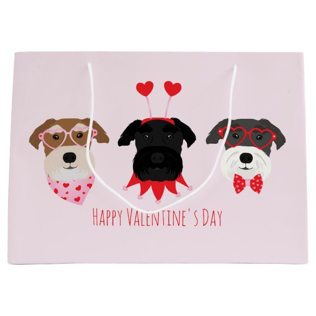 Happy Valentines Day Schnauzer Hunde Große Geschenktüte (Vorderseite)