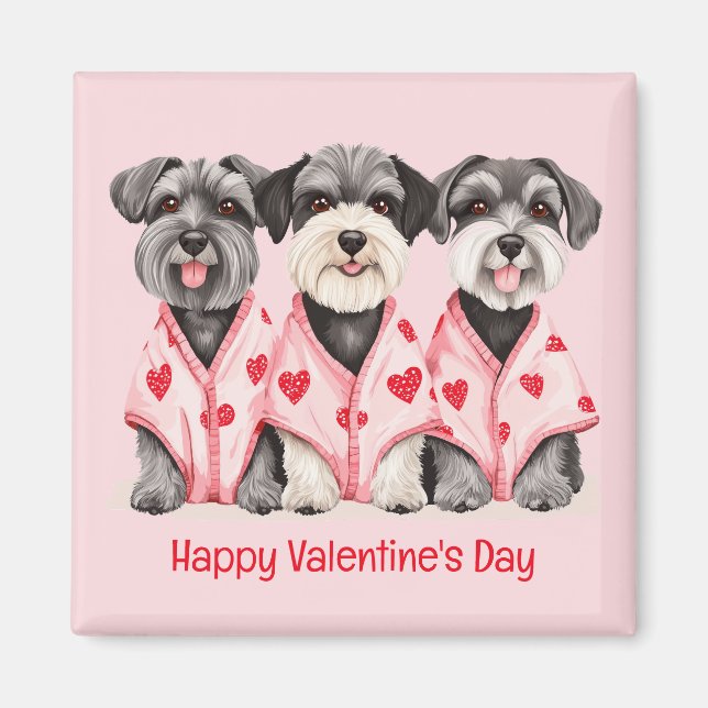 Happy Valentines Day Schnauzer Hunde Magnet (Vorne)