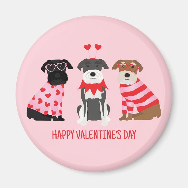 Happy Valentines Day Schnauzer Hunde Magnet (Vorne)