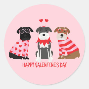Happy Valentines Day Schnauzer Hunde Runder Aufkleber