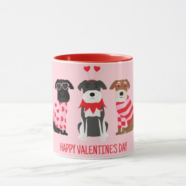 Happy Valentines Day Schnauzer Hunde Tasse (Zentrum)