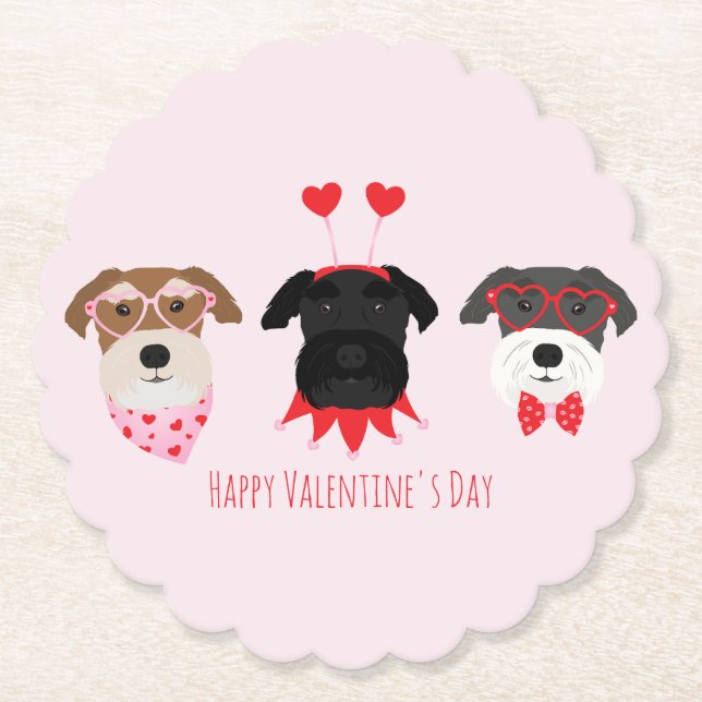 Happy Valentines Day Schnauzer Hunde Untersetzer (Vorderseite)