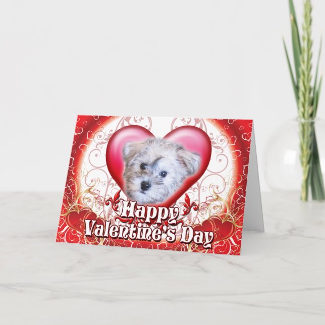 Happy Valentines Day Schnoodle Feiertagskarte (Vorderseite)