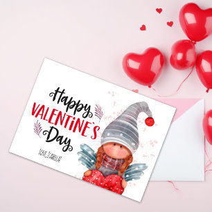 Happy Valentines Day Script Pun Gnome mit Herz Feiertagskarte