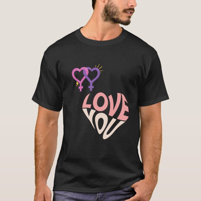 Happy Valentine's Day Shaped Text T-Shirt (Vorderseite)
