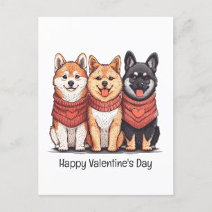 Happy Valentines Day Shiba Inu Hunde Feiertagspostkarte