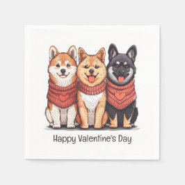 Happy Valentines Day Shiba Inu Hunde Serviette