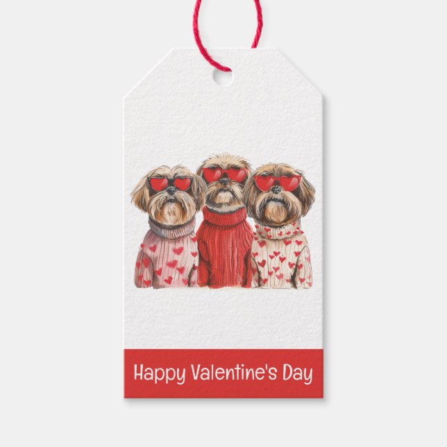 Happy Valentines Day Shih Tzu Dogs Geschenkanhänger (Vorderseite)