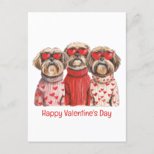 Happy Valentines Day Shih Tzu Dogs Postkarte