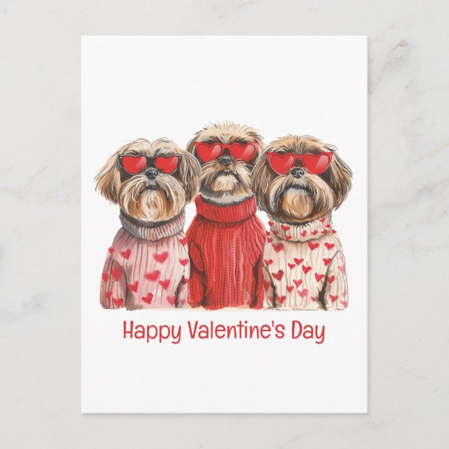 Happy Valentines Day Shih Tzu Dogs Postkarte (Vorderseite)