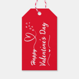 Happy Valentines Day Simple Red & White Gift Tag Geschenkanhänger