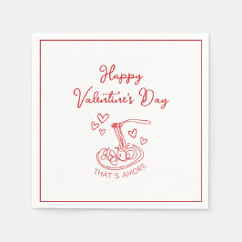 Happy Valentine's Day Simple That's Amore Red Serviette