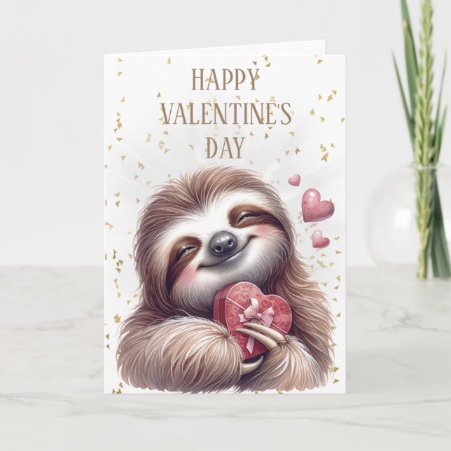 Happy Valentine's Day Sloth Karte (Vorderseite)