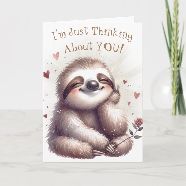 Happy Valentine's Day Sloth Karte (Vorderseite)