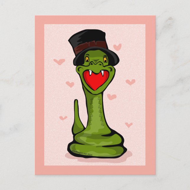 Happy Valentine's Day Snake Postkarte (Vorderseite)