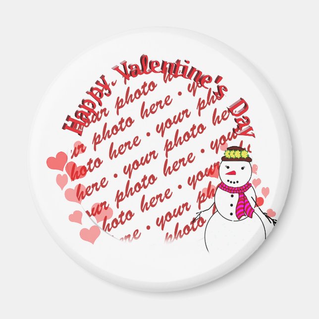 Happy Valentine's Day Snowy Sweetheart Girl Magnet (Vorne)