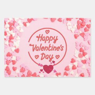 Happy Valentine's Day so viele Herzen Geschenkpapier Set