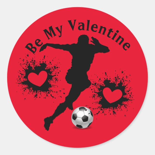 Happy Valentines Day Soccer Player Sticker (Vorderseite)