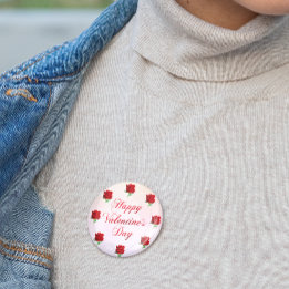 Happy Valentine's Day Soft Pastel Rote Rosen Party Button