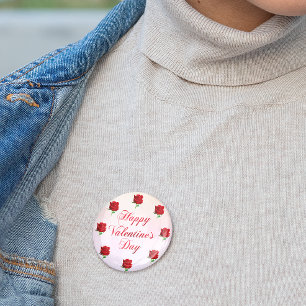 Happy Valentine's Day Soft Pastel Rote Rosen Party Button