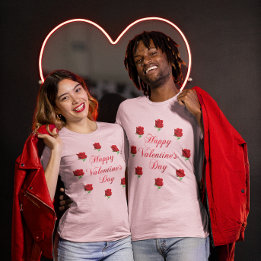 Happy Valentine's Day Soft Pastel Rote Rosen Unise T-Shirt
