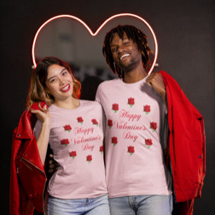 Happy Valentine's Day Soft Pastel Rote Rosen Unise T-Shirt