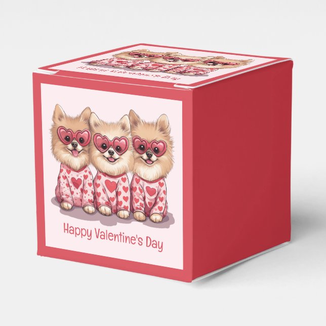 Happy Valentines Day Spitz Hunde Geschenkschachtel (Vorderseite)