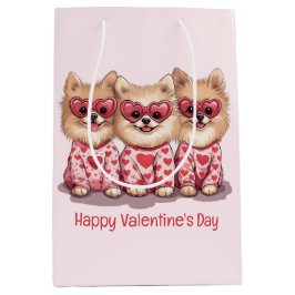 Happy Valentines Day Spitz Hunde Mittlere Geschenktüte