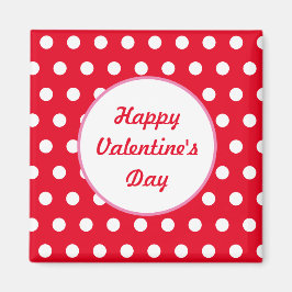 Happy Valentine's Day Square Magnet (Rot & Weiß)