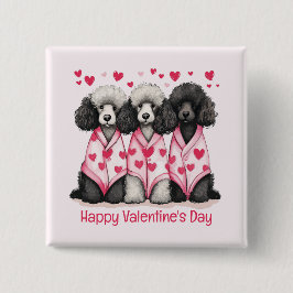 Happy Valentines Day Standard Poodle Hunde Button