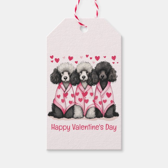 Happy Valentines Day Standard Poodle Hunde Geschenkanhänger (Vorderseite)