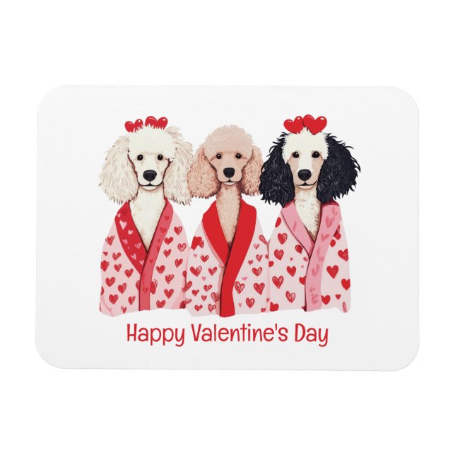 Happy Valentines Day Standard Poodle Hunde Magnet (Horizontal)