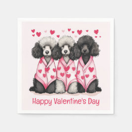 Happy Valentines Day Standard Poodle Hunde Serviette